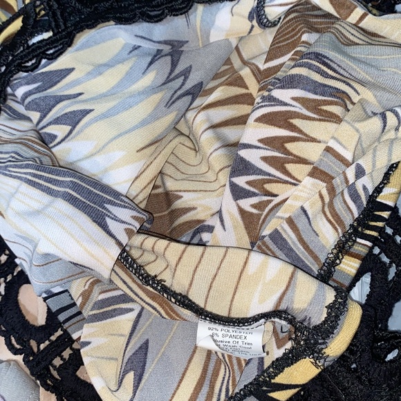 OH MY BOD  PRINT SLEEVELESS TANK LACE TRIM SZ S - Picture 10 of 10